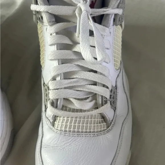 Jordan White and Red High-Top Sneakers with Retro Design