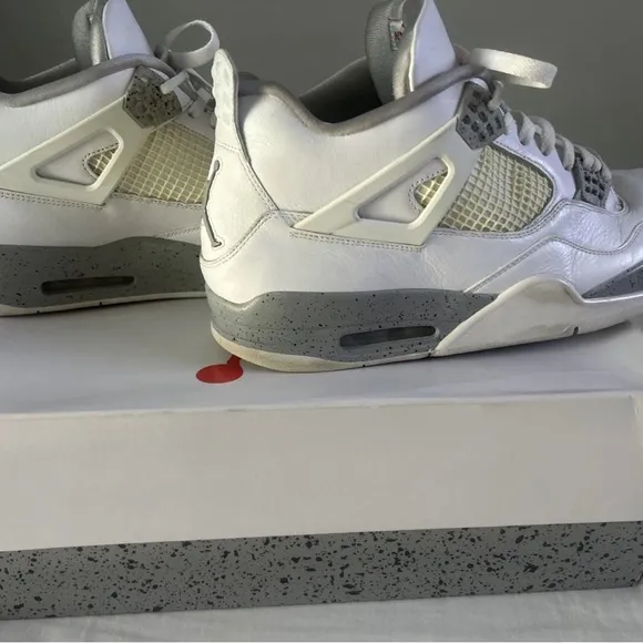 Jordan White and Red High-Top Sneakers with Retro Design