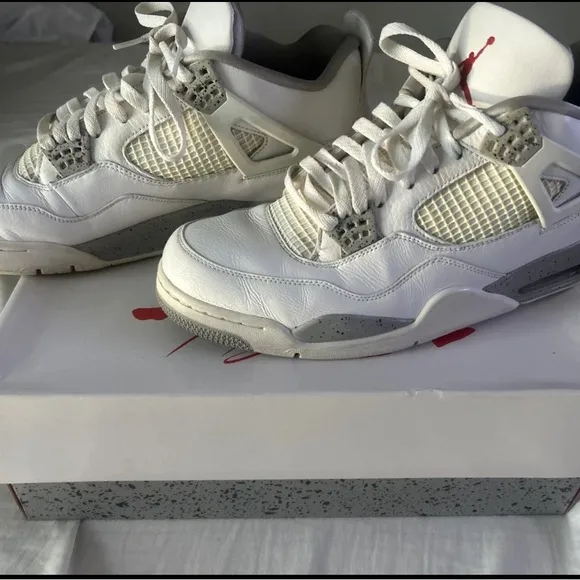 Jordan White and Red High-Top Sneakers with Retro Design