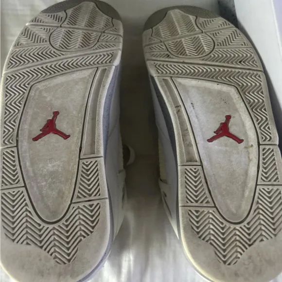Jordan White and Red High-Top Sneakers with Retro Design