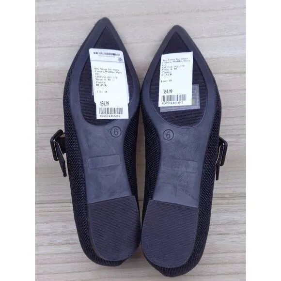 Journee Collection Black Karissa Buckle Pointed Toe Mary Jane Flats Women Size 6