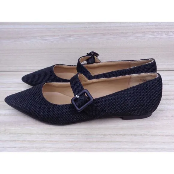 Journee Collection Black Karissa Buckle Pointed Toe Mary Jane Flats Women Size 6