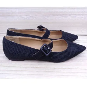 Journee Collection Black Karissa Buckle Pointed Toe Mary Jane Flats Women Size 6