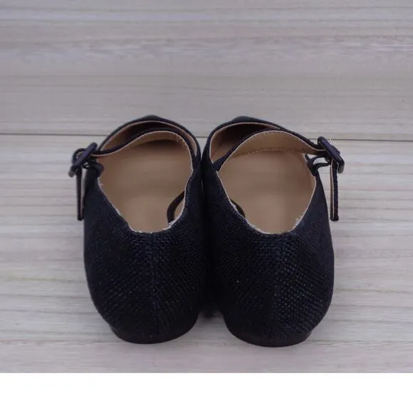 Journee Collection Black Karissa Buckle Pointed Toe Mary Jane Flats Women Size 6
