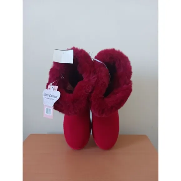 Juicy Couture King2 Womens Snow Ankle Boots Faux Fur Suede Red Size 8