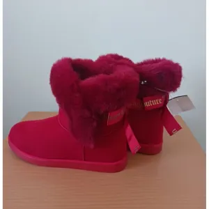 Juicy Couture King2 Womens Snow Ankle Boots Faux Fur Suede Red Size 8