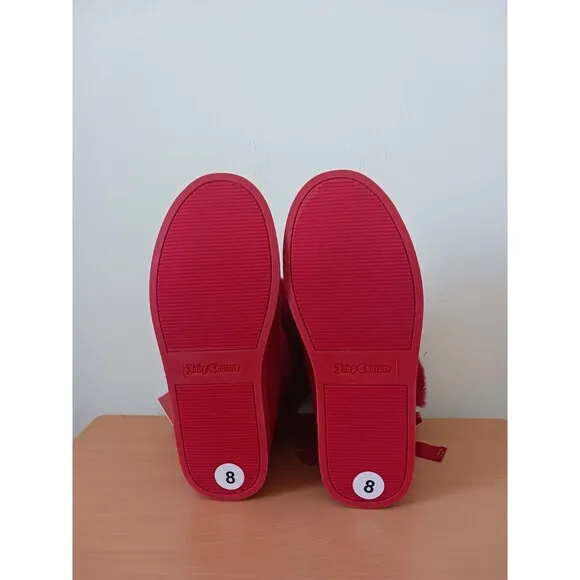 Juicy Couture King2 Womens Snow Ankle Boots Faux Fur Suede Red Size 8