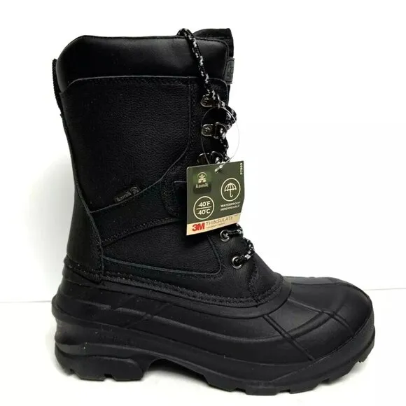 Kamik Mens Nation Pro Snow Boots Black Size 7 M