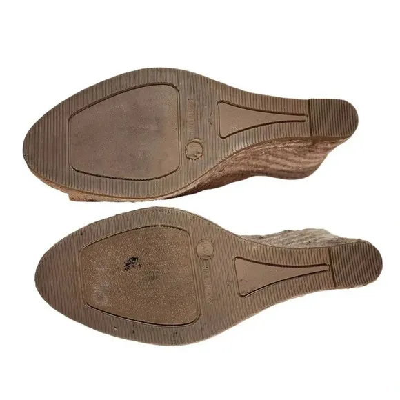 Kanna Sandal Women's Size 10.5 Tan Open Toe Mules Espadrille Platform Wedge Heel