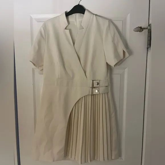 Karen Millen Tailored Military Pleat Notch Neck Wrap Mini Dress - Size US 8