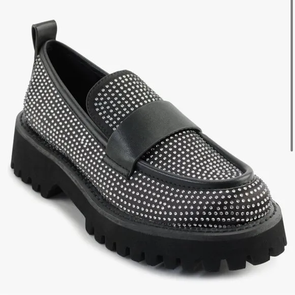 Karl Lagerfeld Grady Embellished Loafer platform Y2K womens sz 8