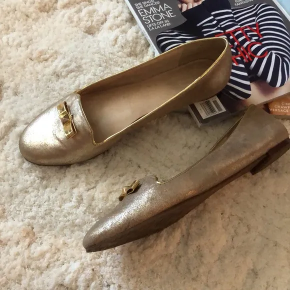Kate Spade gold ballet flats