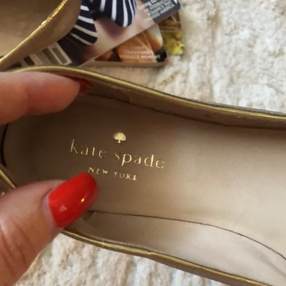 Kate Spade gold ballet flats