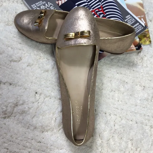Kate Spade gold ballet flats