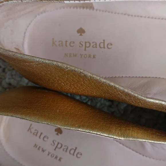 Kate Spade New York Emma Bow Metallic Gold Pointed Toe Flats size 7.5