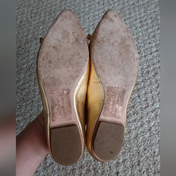 Kate Spade New York Emma Bow Metallic Gold Pointed Toe Flats size 7.5