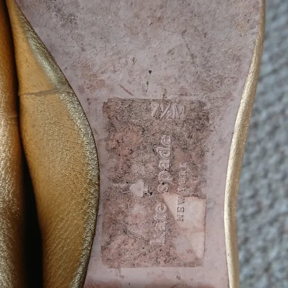 Kate Spade New York Emma Bow Metallic Gold Pointed Toe Flats size 7.5