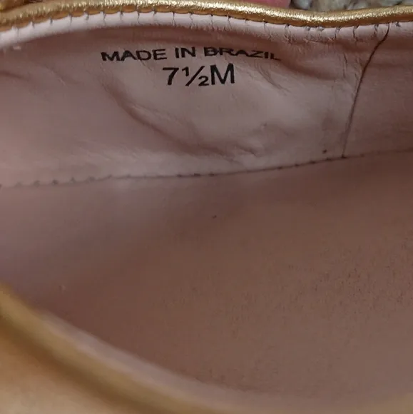 Kate Spade New York Emma Bow Metallic Gold Pointed Toe Flats size 7.5
