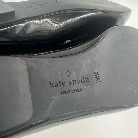 Kate Spade New York Women’s Emma Patent Leather Bow Flats Black 6.5 M