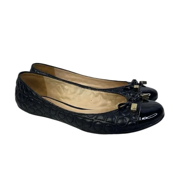 Kate Spade Pauline Ballet  bow Flats Black Quilted 8M