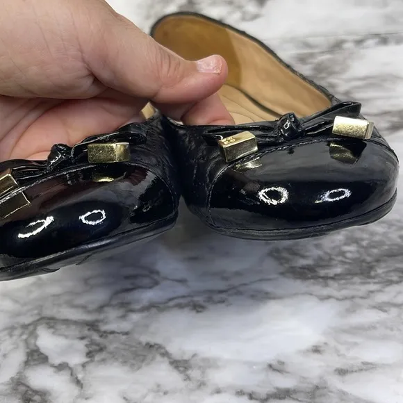Kate Spade Pauline Ballet  bow Flats Black Quilted 8M