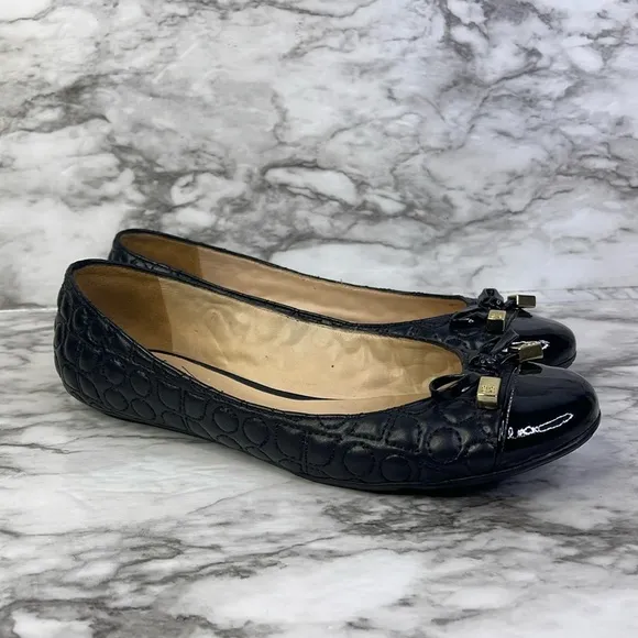 Kate Spade Pauline Ballet  bow Flats Black Quilted 8M