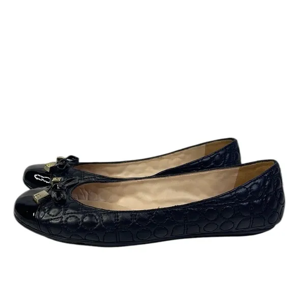 Kate Spade Pauline Ballet  bow Flats Black Quilted 8M