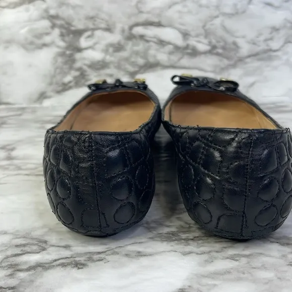 Kate Spade Pauline Ballet  bow Flats Black Quilted 8M