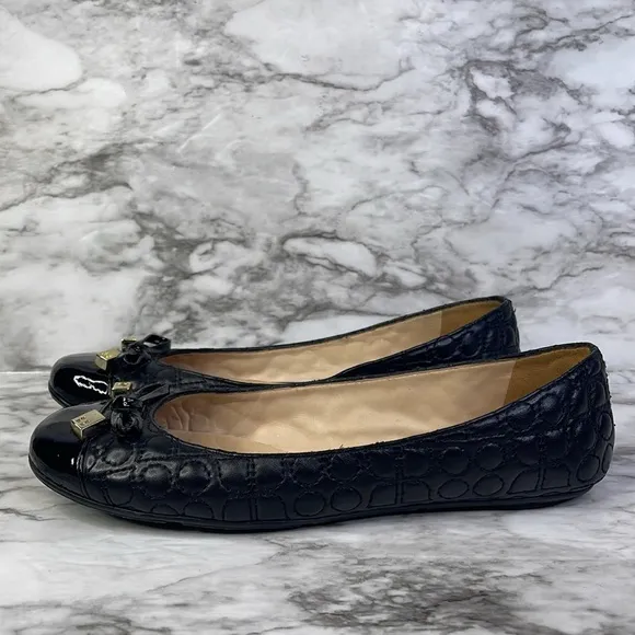 Kate Spade Pauline Ballet  bow Flats Black Quilted 8M