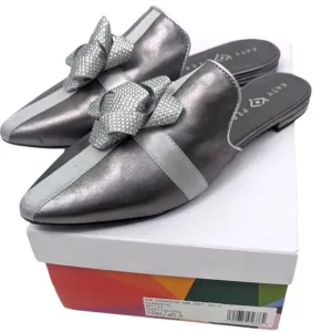 Katy Perry The Stephanie Mules NEW Womens 10 Silver Present Gift Bow Shoes