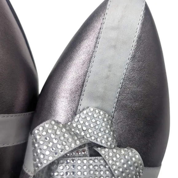 Katy Perry The Stephanie Mules NEW Womens 10 Silver Present Gift Bow Shoes