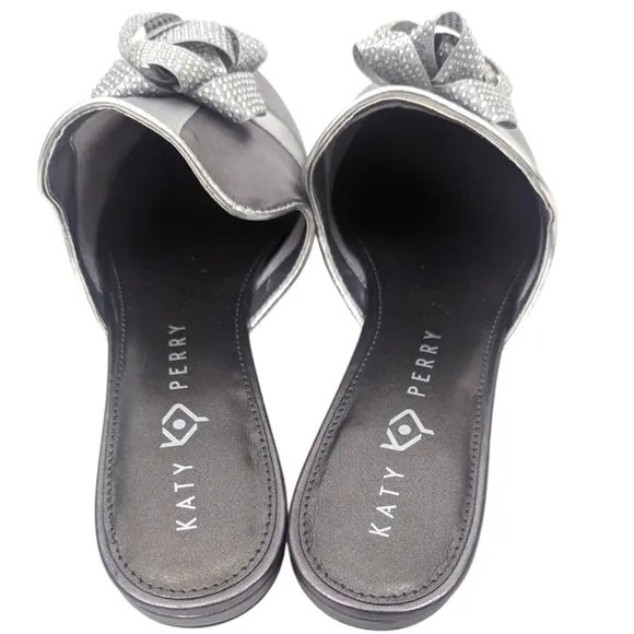 Katy Perry The Stephanie Mules NEW Womens 10 Silver Present Gift Bow Shoes
