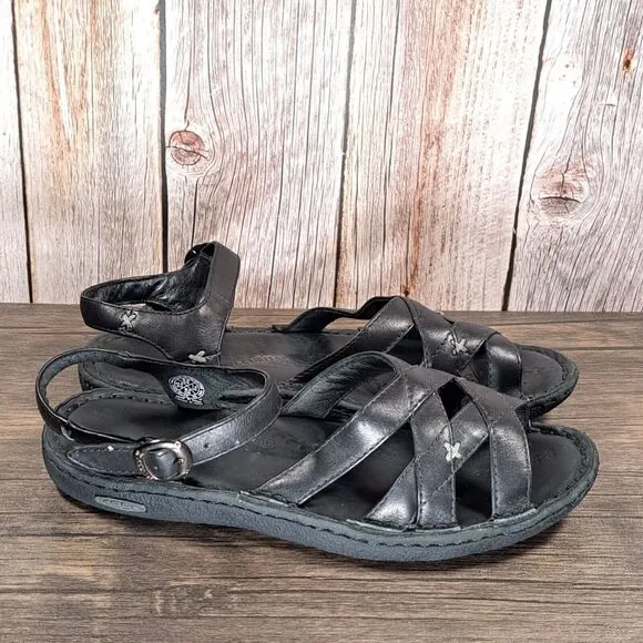 Keen Hybridlife Karlie Strappy Sandals Black Leather Women's Size 9.5