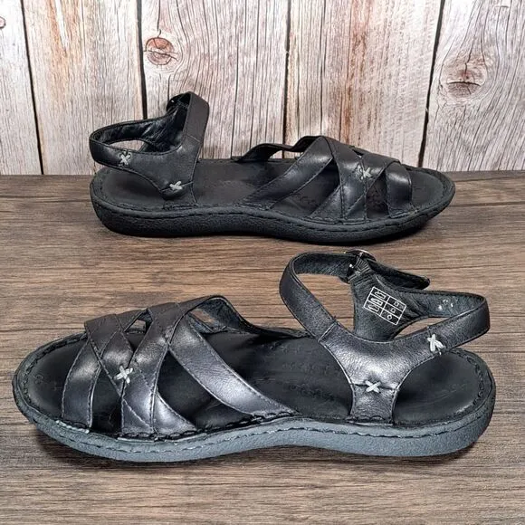 Keen Hybridlife Karlie Strappy Sandals Black Leather Women's Size 9.5
