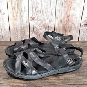 Keen Hybridlife Karlie Strappy Sandals Black Leather Women's Size 9.5