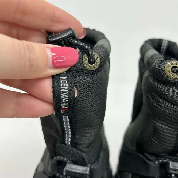 Keen Kids Boys Black Winter Snow Boots Size 9 Waterproof Insulated Lace Up