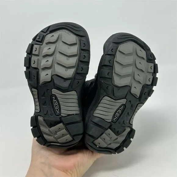 Keen Kids Boys Black Winter Snow Boots Size 9 Waterproof Insulated Lace Up