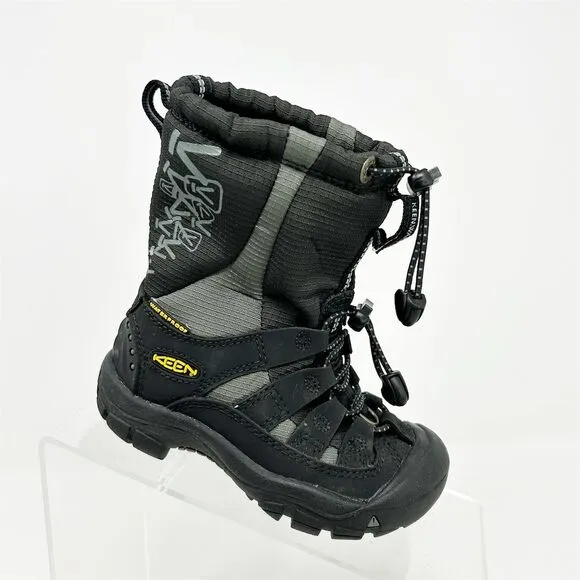 Keen Kids Boys Black Winter Snow Boots Size 9 Waterproof Insulated Lace Up