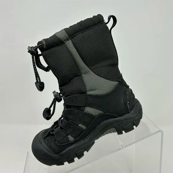 Keen Kids Boys Black Winter Snow Boots Size 9 Waterproof Insulated Lace Up