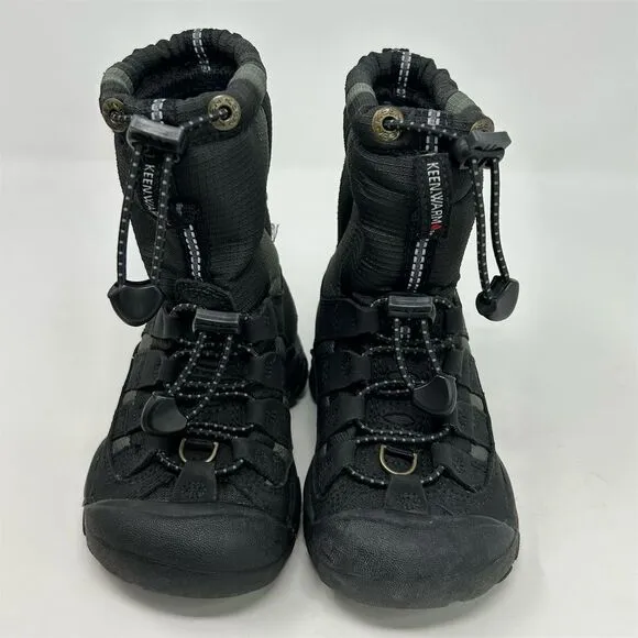 Keen Kids Boys Black Winter Snow Boots Size 9 Waterproof Insulated Lace Up
