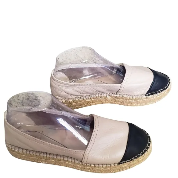 Kurt Geiger Espadrilles Womens 39 Cream Black Leather Chunky Platform Shoes