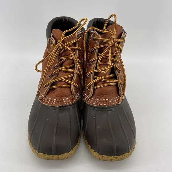 L. L. Bean Bean Boot tumbled leather upper padded collar rain snow duck boots 7