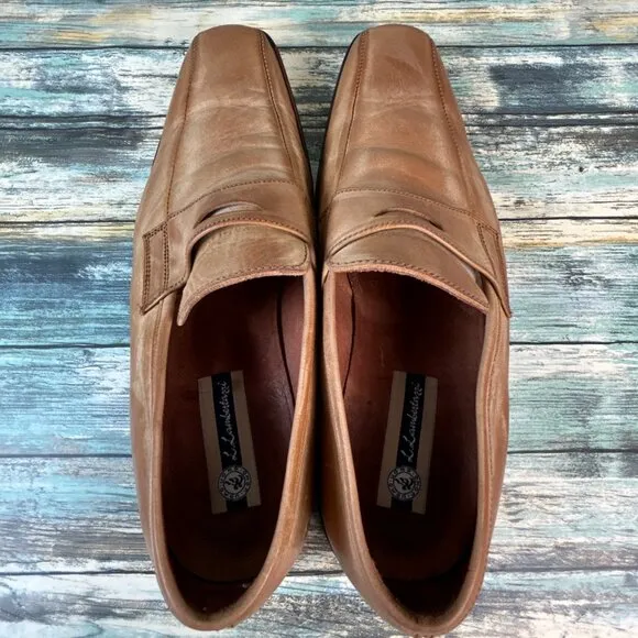 L. Lambertazzi Dress Loafers Mens 11-11.5/44 Brown Leather Handmade Bicycle Toe