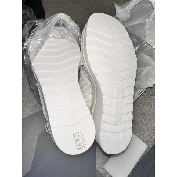 la canadienne Patch White Braided Women's Platform Lug Sandals Size 38/ 7.5 M