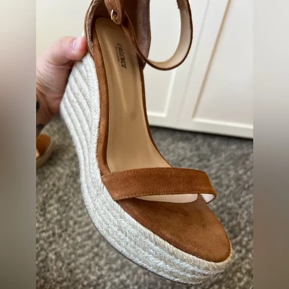 L’agence Elysee Women’s Brown‎ NWOT Platform Suede Wedge Espadrilles Size 8.5
