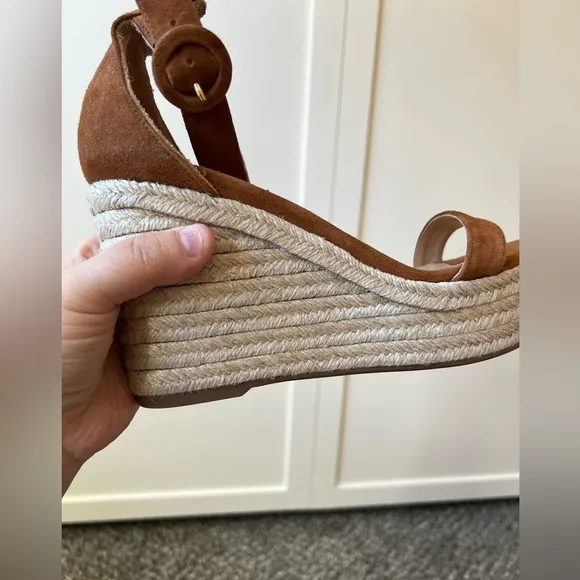 L’agence Elysee Women’s Brown‎ NWOT Platform Suede Wedge Espadrilles Size 8.5