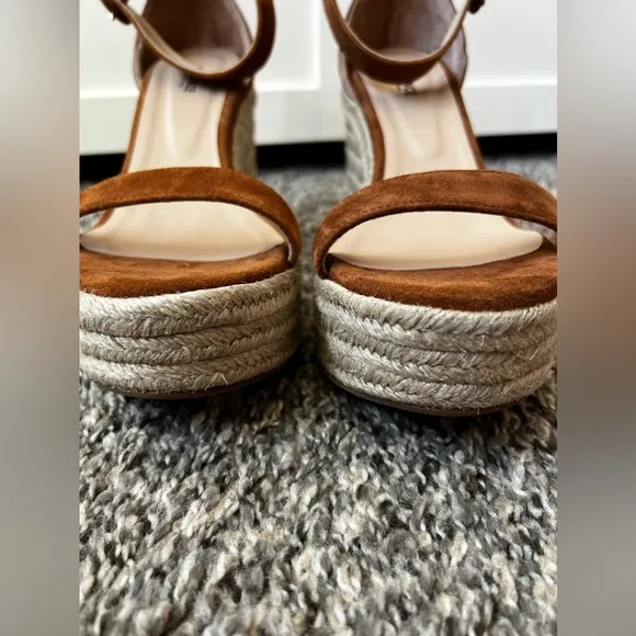 L’agence Elysee Women’s Brown‎ NWOT Platform Suede Wedge Espadrilles Size 8.5