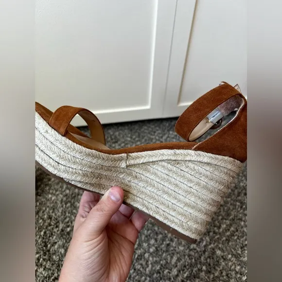 L’agence Elysee Women’s Brown‎ NWOT Platform Suede Wedge Espadrilles Size 8.5