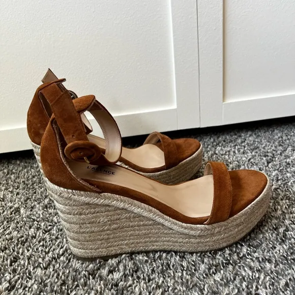 L’agence Elysee Women’s Brown‎ NWOT Platform Suede Wedge Espadrilles Size 8.5