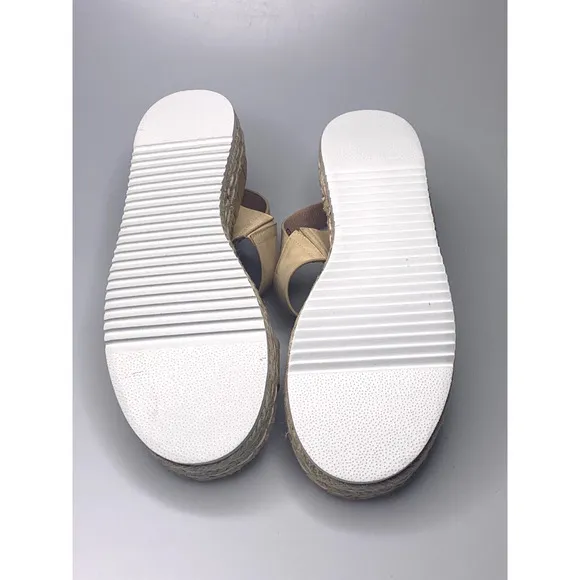 LAICIGO Women’s Open Toe Platform Espadrilles Strap Buckle Cork Sandals, Size 10